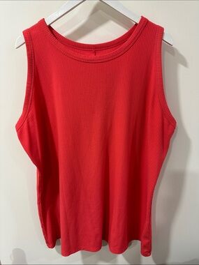 Lane Bryant Ribbed Sleeveless Tank Top - Red